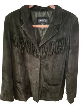 Black Suede Fringed Blazer